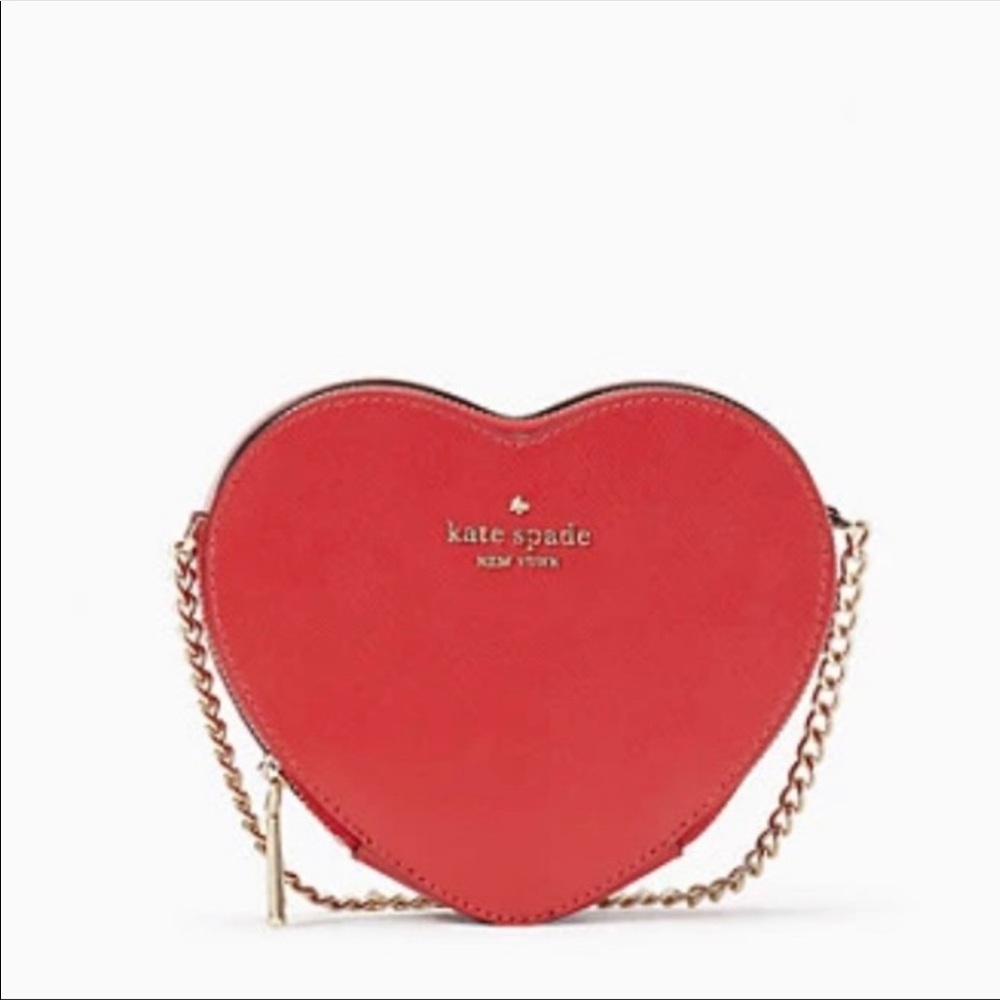 NWT KateSpade Love Shack Mini heart Crossbody Bag - red